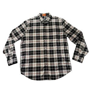 St John’s Bay Comfort Flex Button Down Shirt Men XL Black Red Plaid Long Sleeve